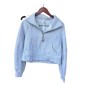 Lululemon XS/S woman’s oversized half zip cropped light gray scuba sweatshirt